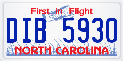 NC license plate DIB5930