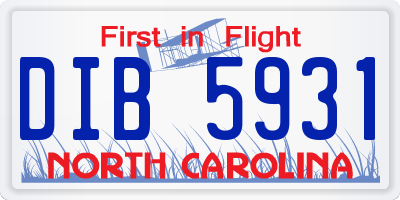 NC license plate DIB5931