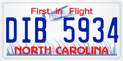 NC license plate DIB5934