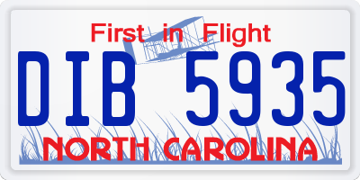 NC license plate DIB5935
