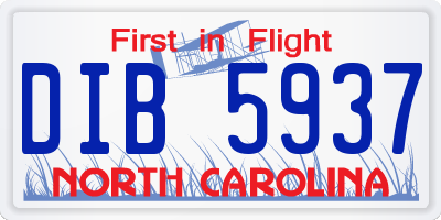 NC license plate DIB5937