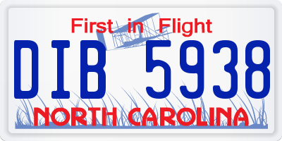 NC license plate DIB5938
