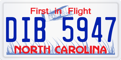 NC license plate DIB5947