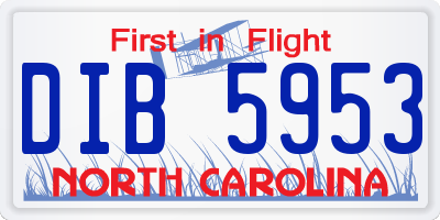 NC license plate DIB5953