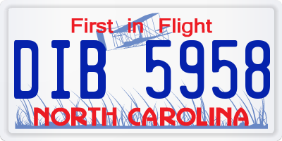 NC license plate DIB5958