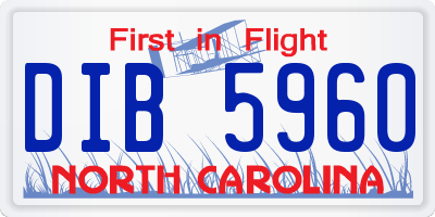 NC license plate DIB5960
