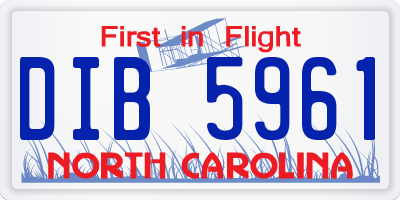 NC license plate DIB5961