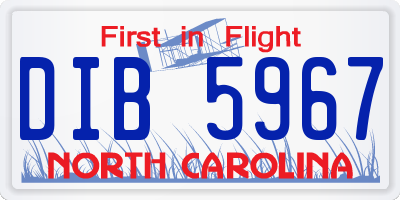 NC license plate DIB5967