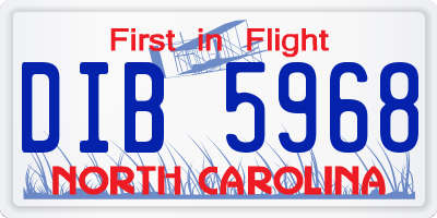 NC license plate DIB5968