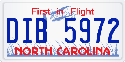 NC license plate DIB5972