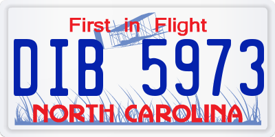 NC license plate DIB5973