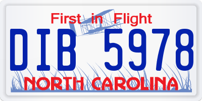 NC license plate DIB5978
