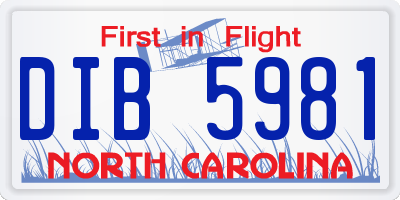 NC license plate DIB5981