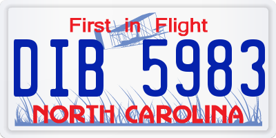 NC license plate DIB5983