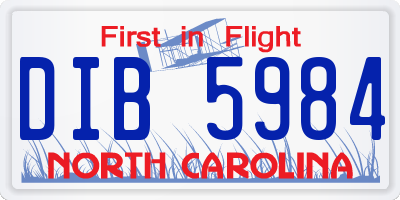 NC license plate DIB5984