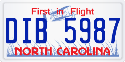 NC license plate DIB5987