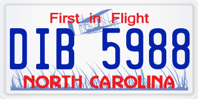 NC license plate DIB5988