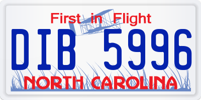 NC license plate DIB5996