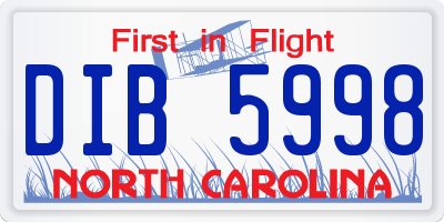NC license plate DIB5998
