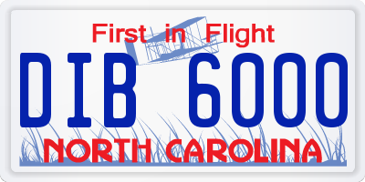 NC license plate DIB6000