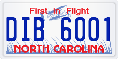 NC license plate DIB6001