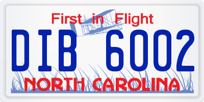 NC license plate DIB6002