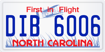 NC license plate DIB6006