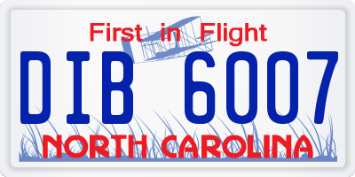 NC license plate DIB6007