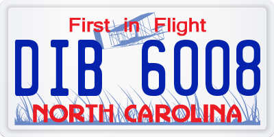 NC license plate DIB6008