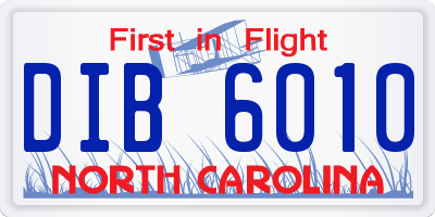 NC license plate DIB6010