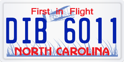 NC license plate DIB6011