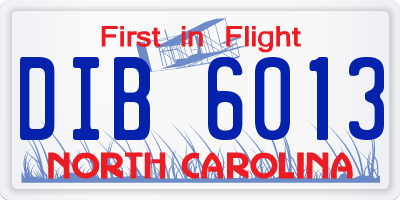 NC license plate DIB6013