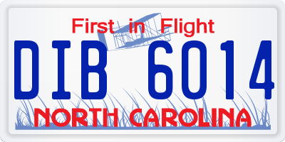 NC license plate DIB6014