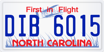 NC license plate DIB6015