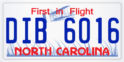 NC license plate DIB6016