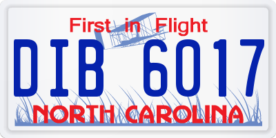 NC license plate DIB6017