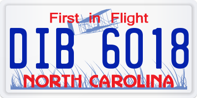 NC license plate DIB6018