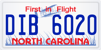 NC license plate DIB6020