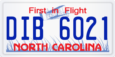 NC license plate DIB6021