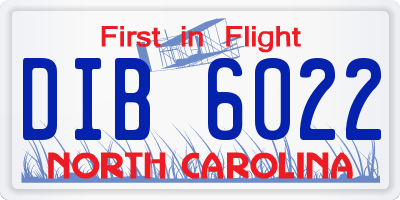 NC license plate DIB6022