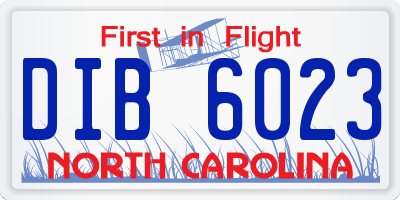 NC license plate DIB6023