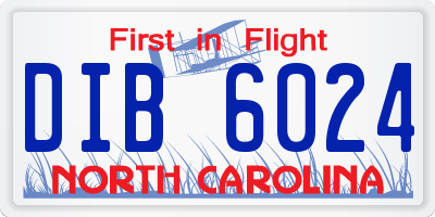 NC license plate DIB6024