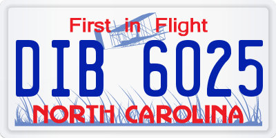 NC license plate DIB6025