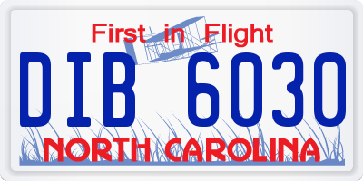 NC license plate DIB6030