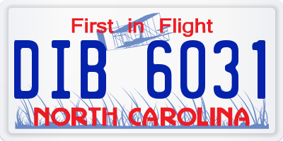 NC license plate DIB6031