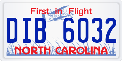 NC license plate DIB6032
