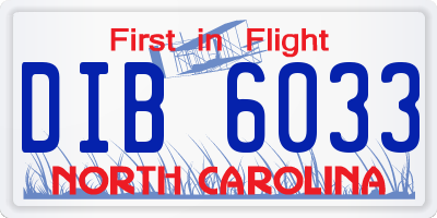 NC license plate DIB6033