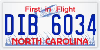NC license plate DIB6034