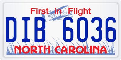 NC license plate DIB6036