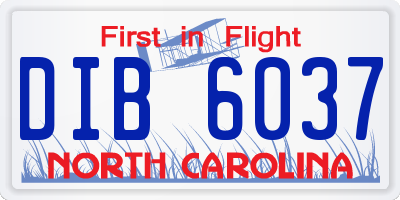 NC license plate DIB6037